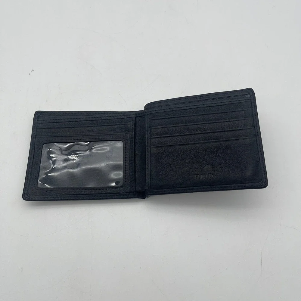Osgoode Marley Mens Black Leather RFID Bifold Wallet with ID Window